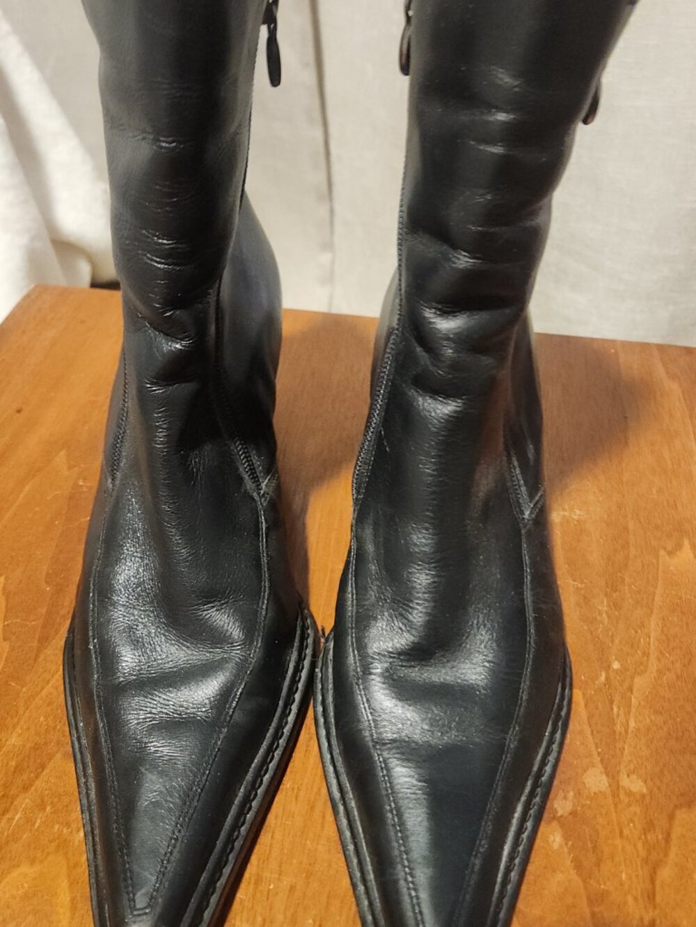 Vintage Harley Davidson Y2K Women's Black Leather Pointed Toe Boots Sz 9
